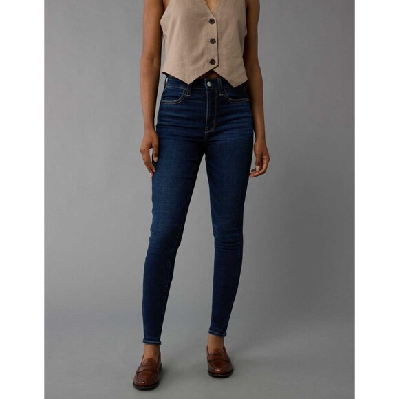 C6 $50 AE Next Level Super High-Waisted Jegging Ink Blue 12 Short American Eagle - Picture 1 of 6